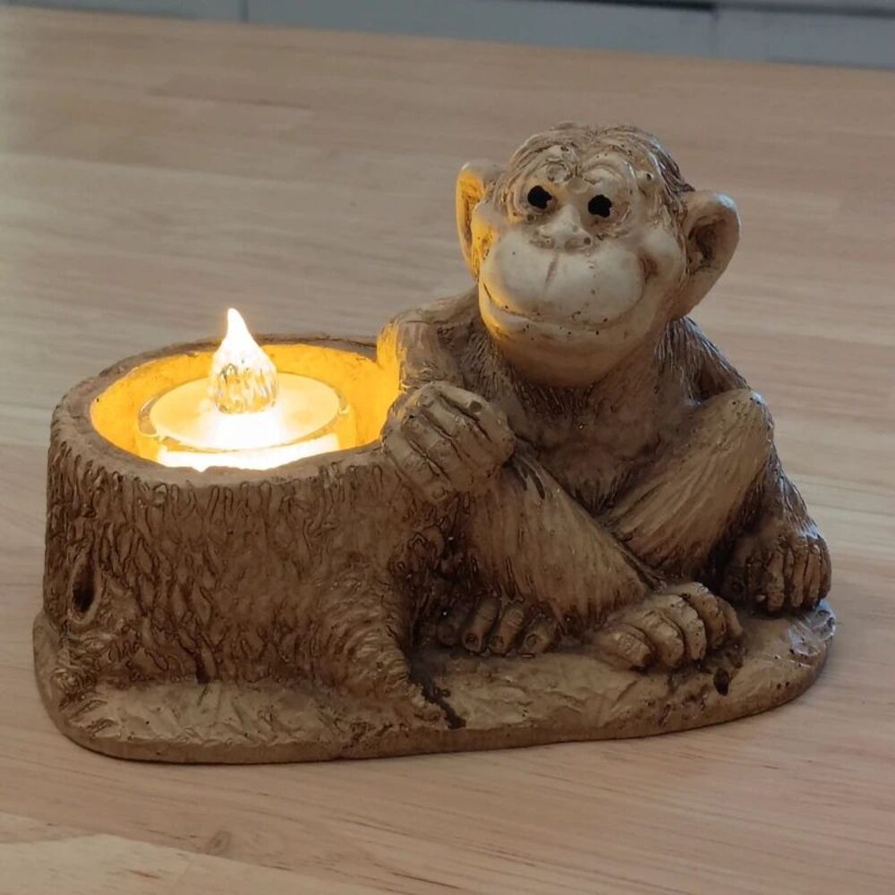 Cute Monkey Carved Candle Holder Lightweight